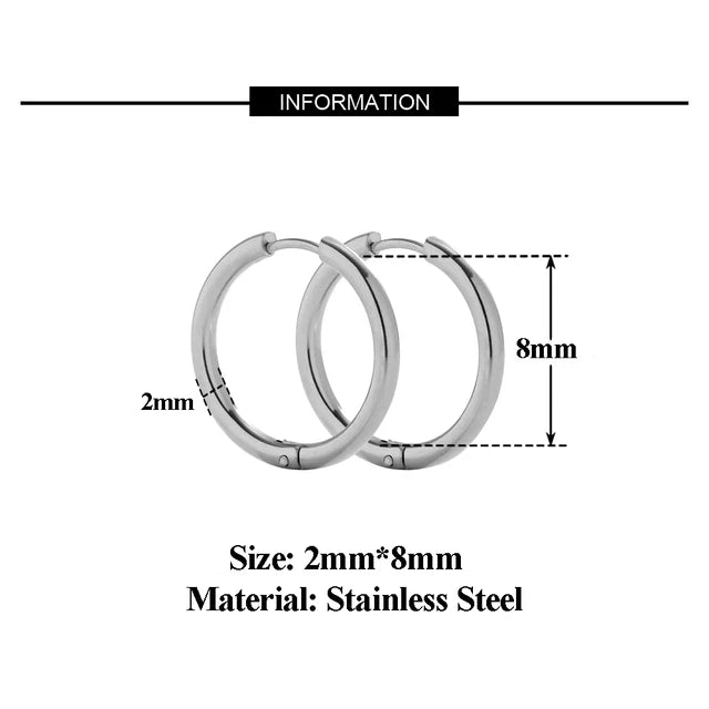 10pcs Stainless Steel Hoop Earrings