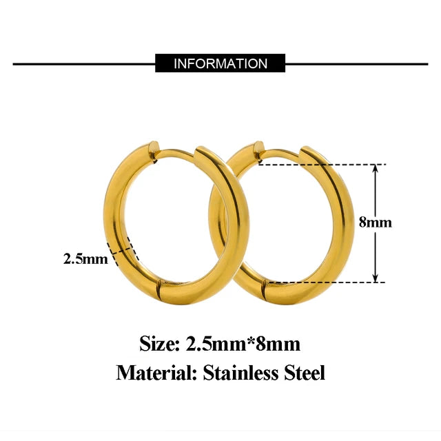 10pcs Stainless Steel Hoop Earrings