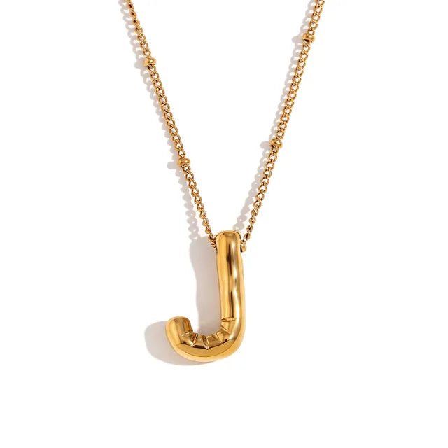 Chunky Balloon Bubble Capital Initial Letters Pendant Necklaces