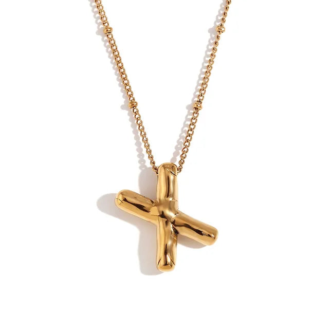 Chunky Balloon Bubble Capital Initial Letters Pendant Necklaces