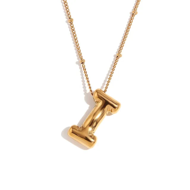 Chunky Balloon Bubble Capital Initial Letters Pendant Necklaces