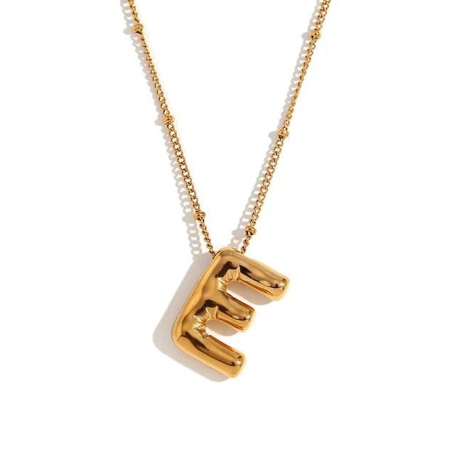 Chunky Balloon Bubble Capital Initial Letters Pendant Necklaces