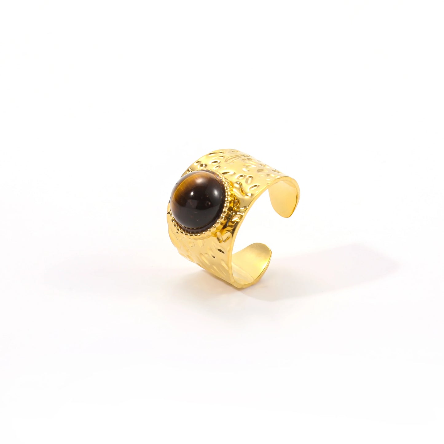 Geometric Round Natural Stone Finger Ring