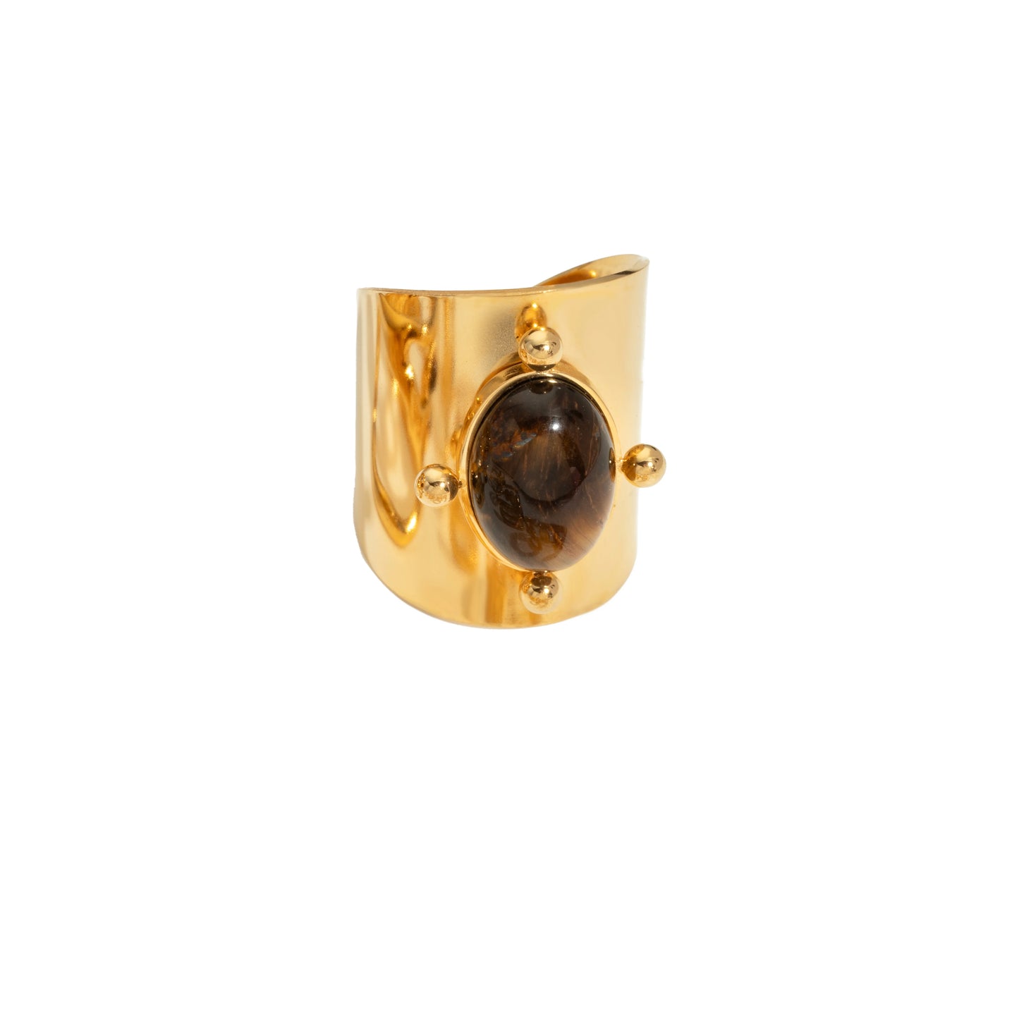Geometric Round Natural Stone Finger Ring