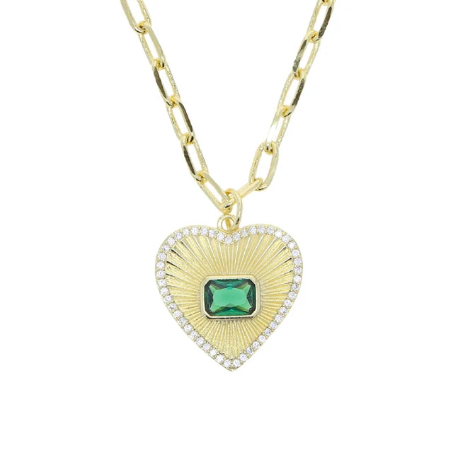 Gold Color Paper Clip Chain Geometric Round Heart Shaped