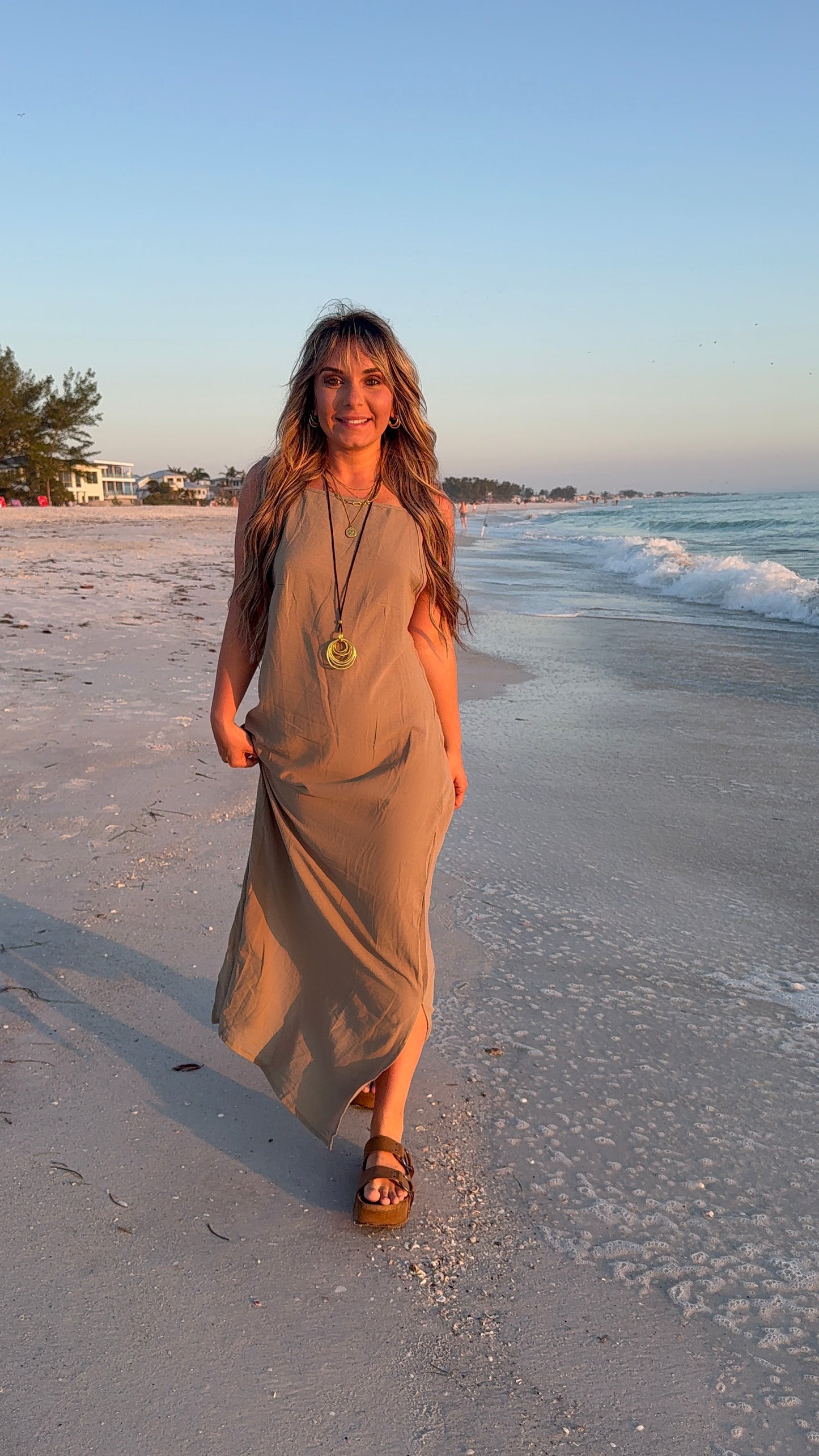 Coastal Muse Halter Neck Dress | 100% Linen