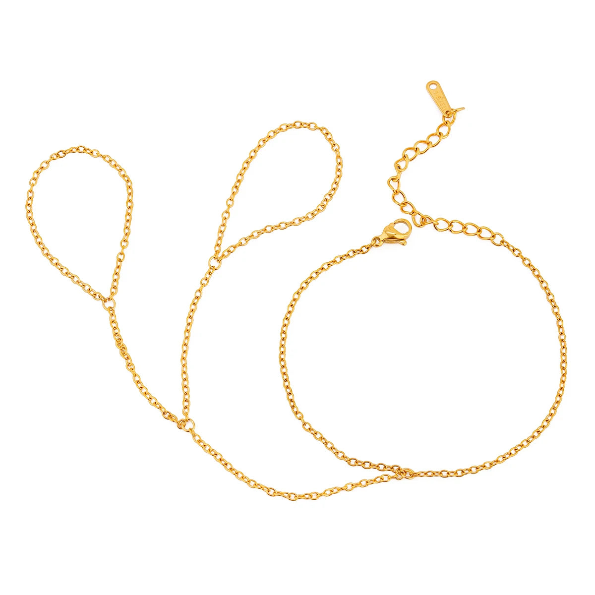 Plated O-chain Finger Linked Bracelet