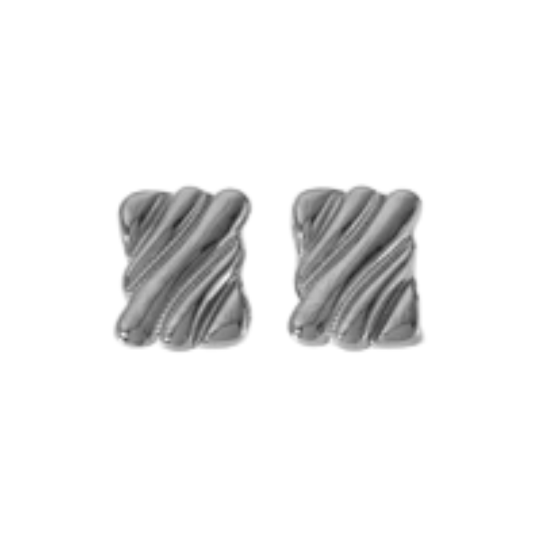 Eterna Textured Square Studs | 18k Gold Plated Stainless Steel