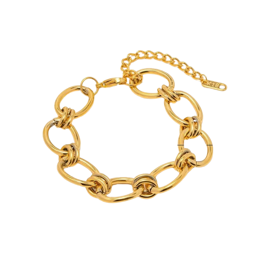Chunky Pearl Stacked Bracelet | 18k Gold Plated | Stainless Steel