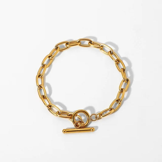 Chunky Pearl Stacked Bracelet | 18k Gold Plated | Stainless Steel