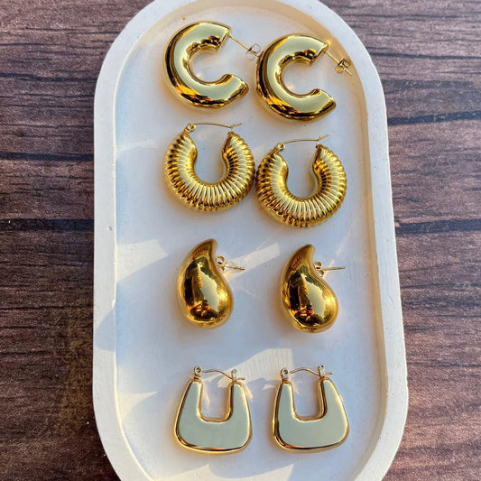 Stainless Steel Chunky Hoop Earrings Jewelry For Women