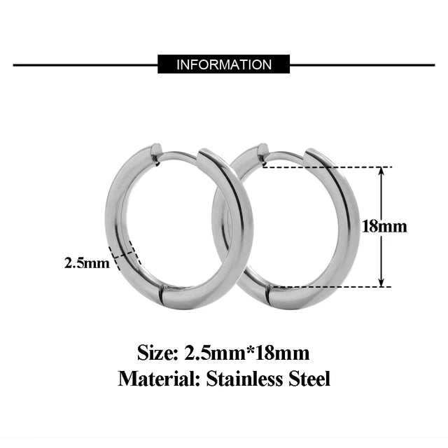 10pcs Stainless Steel Hoop Earrings