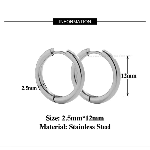 10pcs Stainless Steel Hoop Earrings