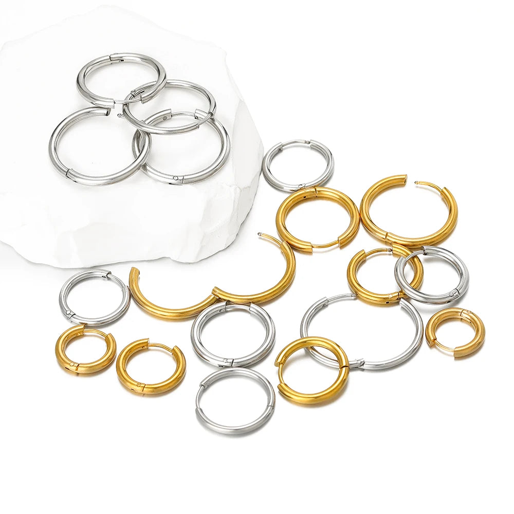 10pcs Stainless Steel Hoop Earrings