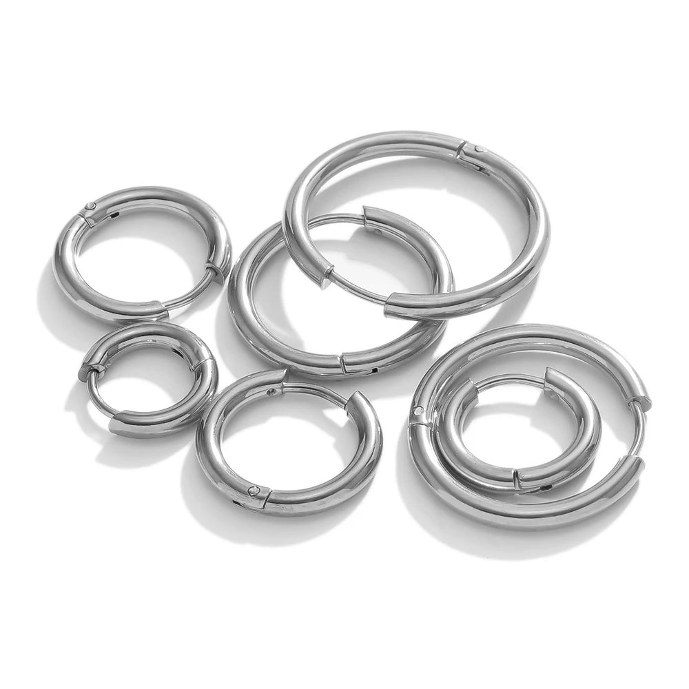 10pcs Stainless Steel Hoop Earrings