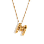 Chunky Balloon Bubble Capital Initial Letters Pendant Necklaces