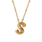 Chunky Balloon Bubble Capital Initial Letters Pendant Necklaces