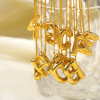 Chunky Balloon Bubble Capital Initial Letters Pendant Necklaces
