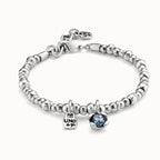 Blue Crystal UNO de 50 Beaded Bracelet | Sterling Silver | Waterproof