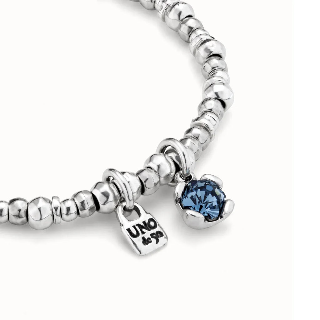 Blue Crystal UNO de 50 Beaded Bracelet | Sterling Silver | Waterproof