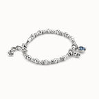 Blue Crystal UNO de 50 Beaded Bracelet | Sterling Silver | Waterproof