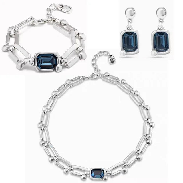 UNO de 50 Blue Crystal Line | 925 Sterling Silver