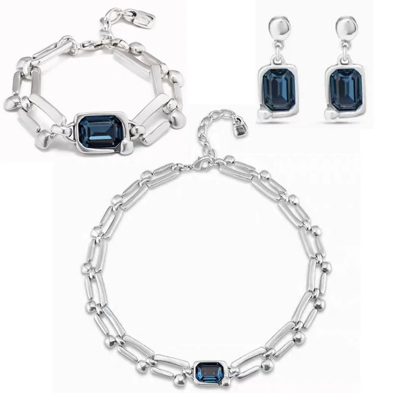 UNO de 50 Blue Crystal Line | 925 Sterling Silver