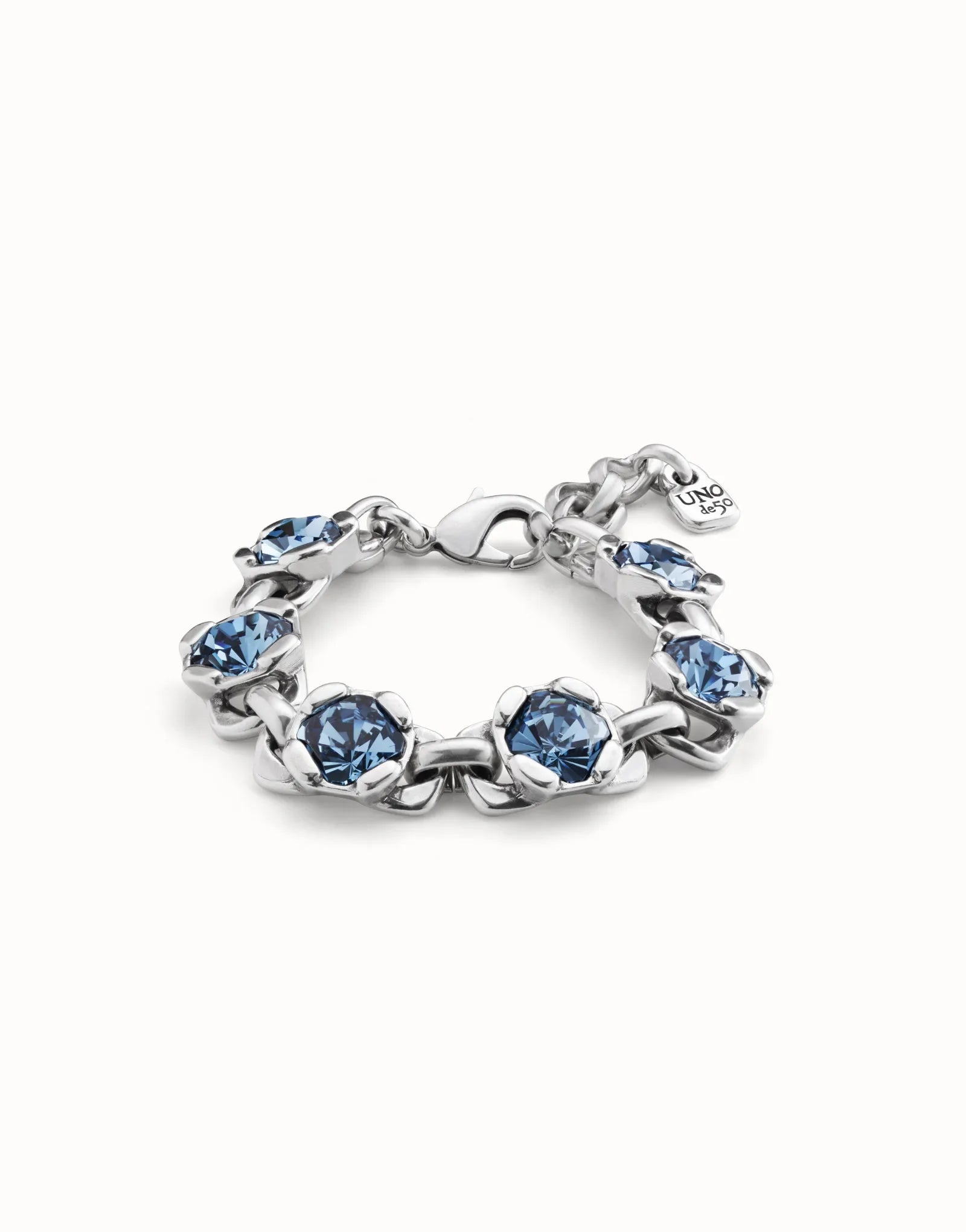 Blue Crystal UNO de 50 Bracelet | Sterling Silver | Waterproof