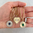 Gold Color Paper Clip Chain Geometric Round Heart Shaped