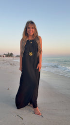 Coastal Muse Halter Neck Dress | 100% Linen