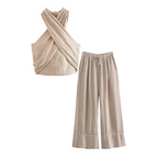 Shoreline Set | Two Piece Halter Neck / Pants Set | 100% Linen