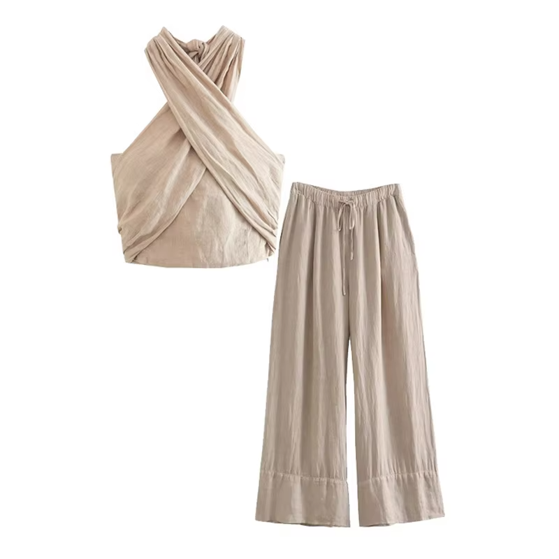 Shoreline Set | Two Piece Halter Neck / Pants Set | 100% Linen