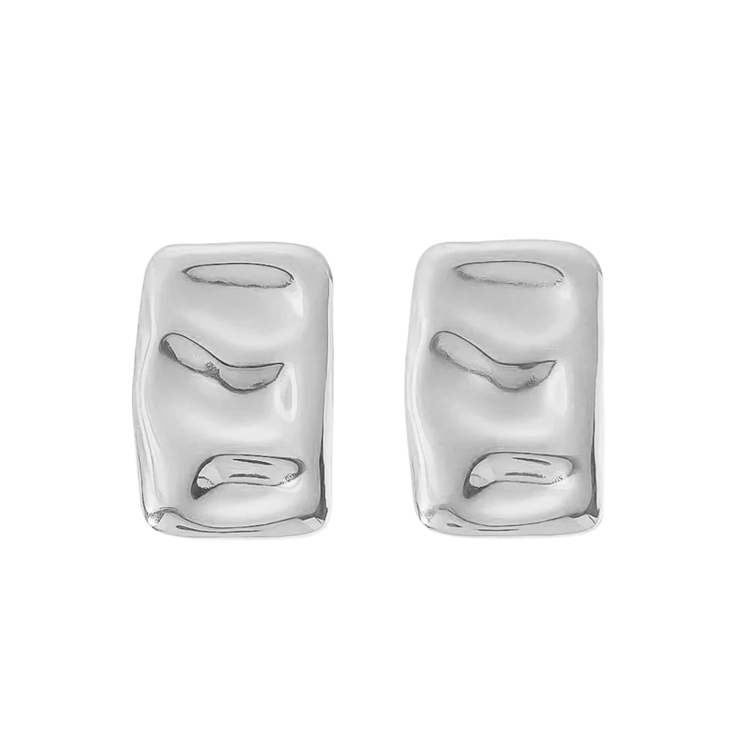 Eterna Textured Square Studs | 18k Gold Plated Stainless Steel