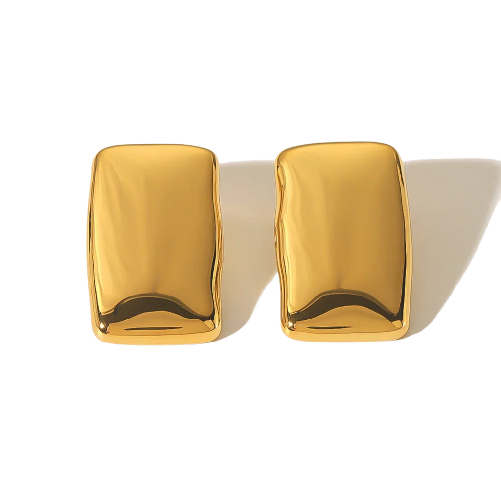 Eterna Textured Square Studs | 18k Gold Plated Stainless Steel
