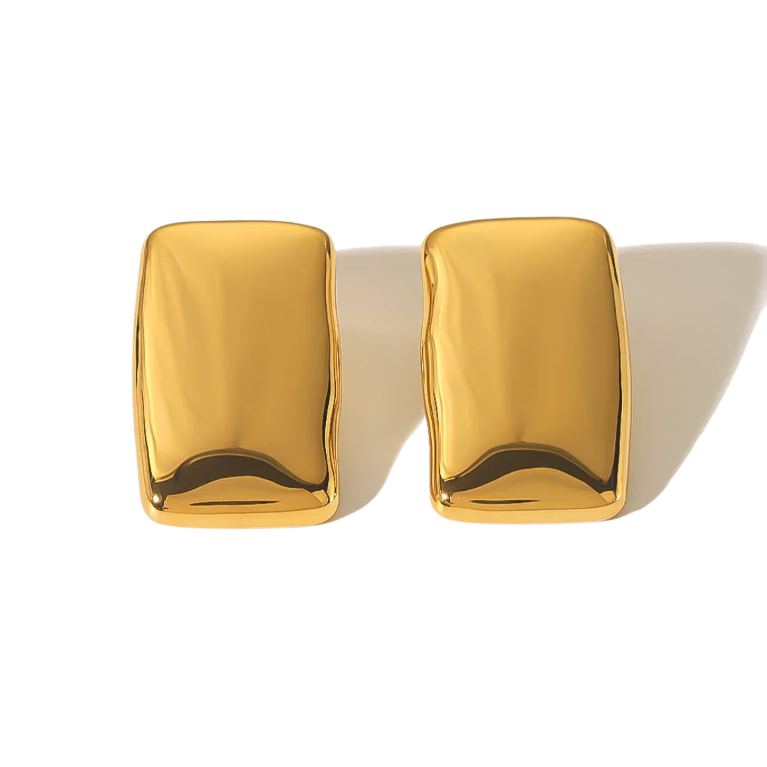 Eterna Textured Square Studs | 18k Gold Plated Stainless Steel