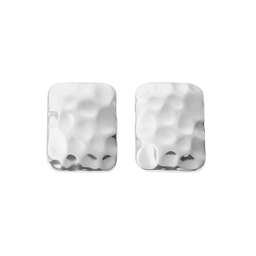 Eterna Textured Square Studs | 18k Gold Plated Stainless Steel