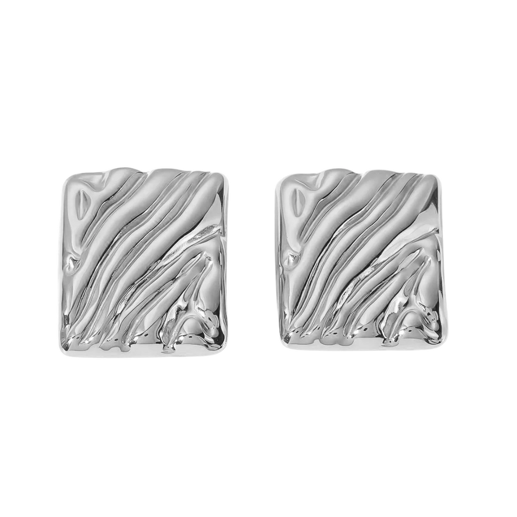 Eterna Textured Square Studs | 18k Gold Plated Stainless Steel