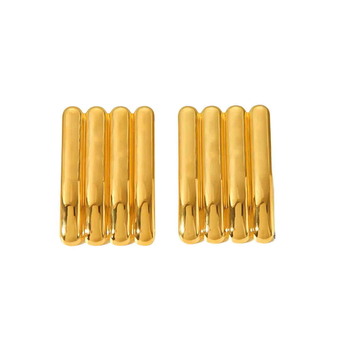 Eterna Textured Square Studs | 18k Gold Plated Stainless Steel