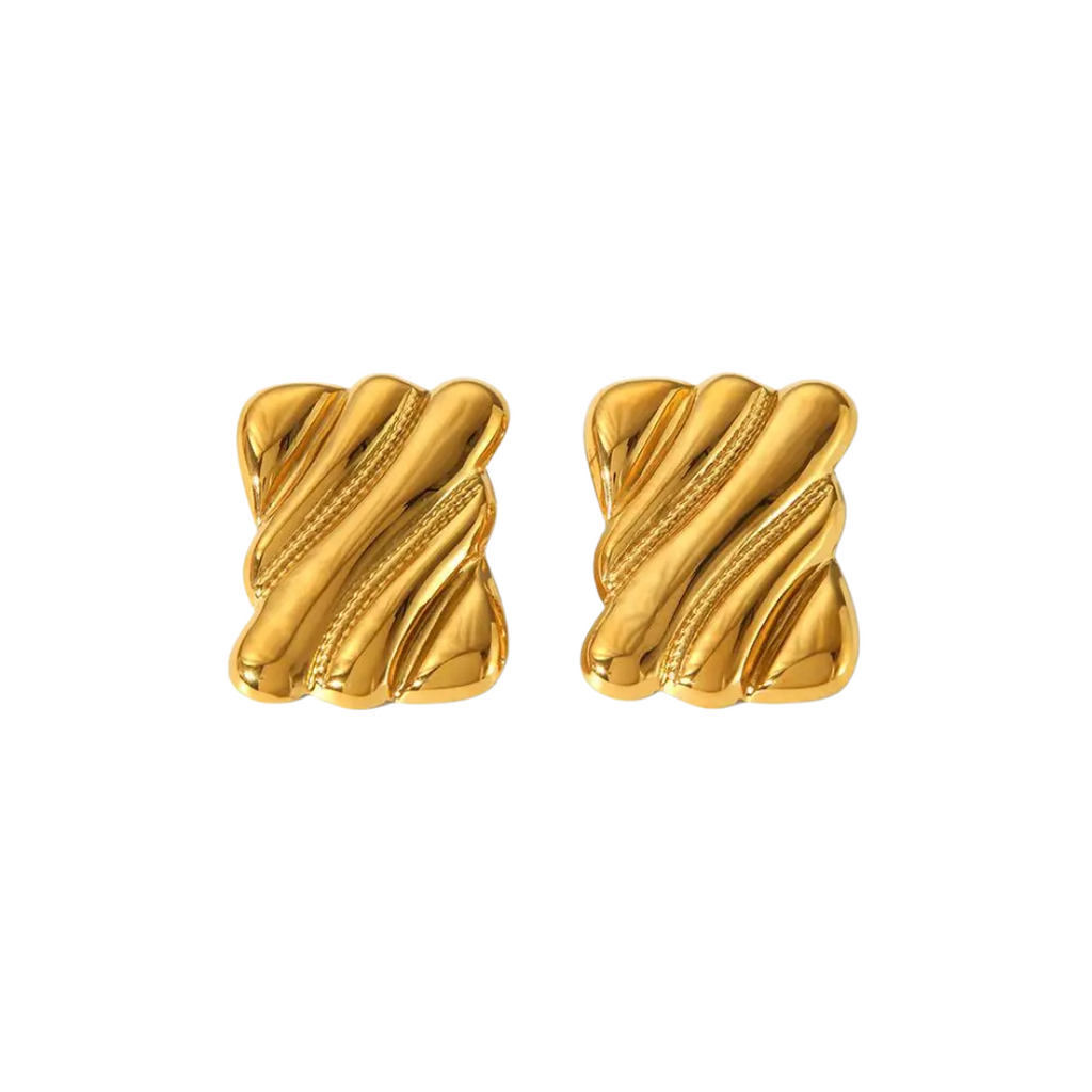 Eterna Textured Square Studs | 18k Gold Plated Stainless Steel