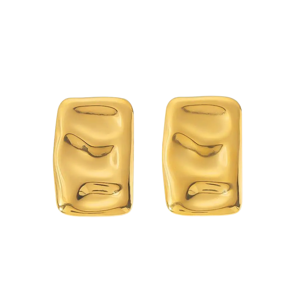 Eterna Textured Square Studs | 18k Gold Plated Stainless Steel