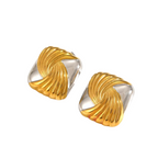 Mixed Color Geometric Stud Earring Set | Stainless Steel 18k Gold Plated