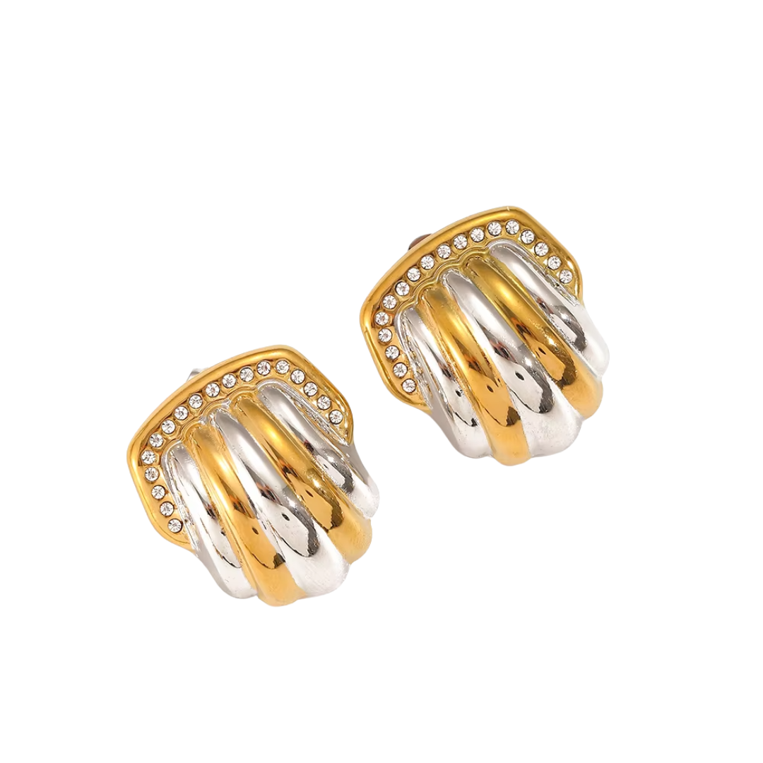 Mixed Color Geometric Stud Earring Set | Stainless Steel 18k Gold Plated