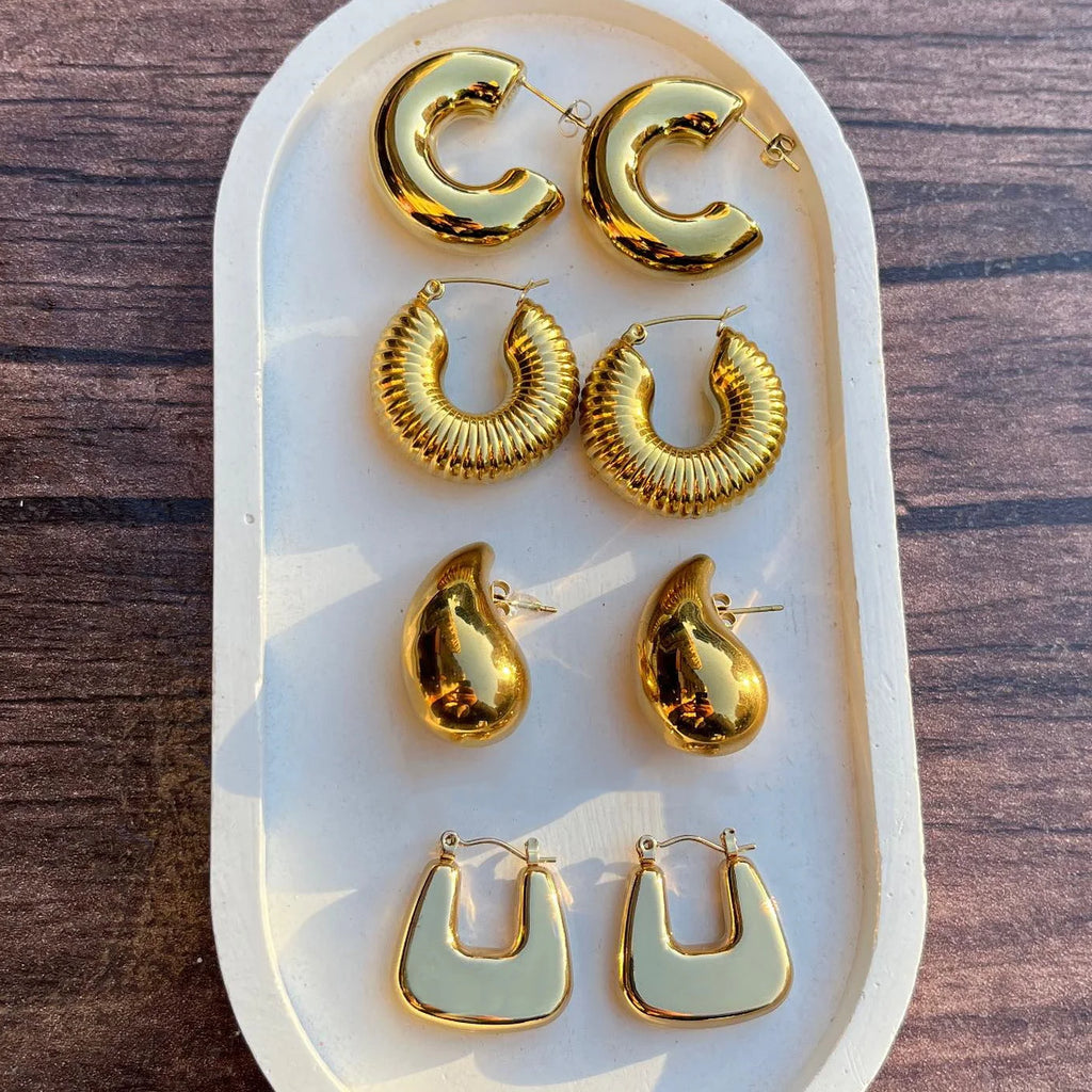 Stainless Steel Chunky Hoop Earrings Jewelry For Women