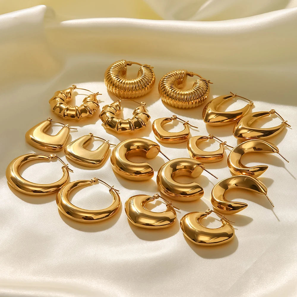 Stainless Steel Chunky Hoop Earrings Jewelry For Women