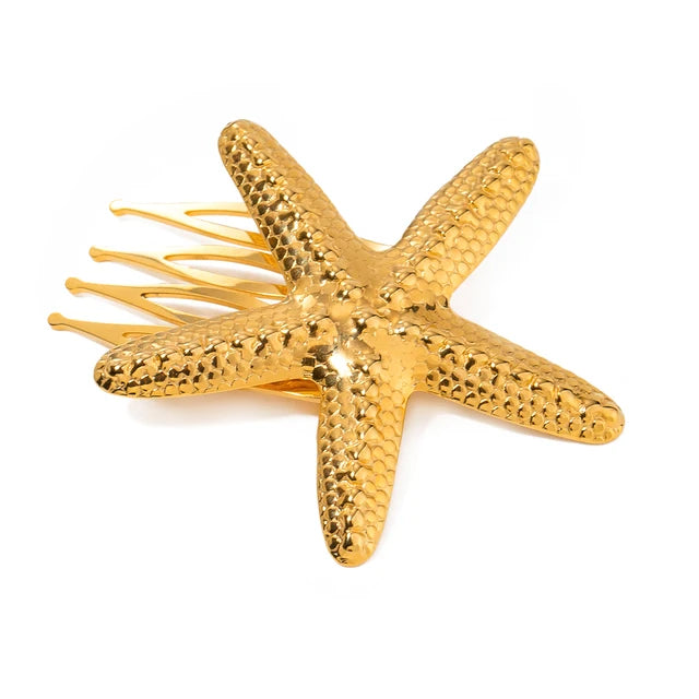 Uworld Starfish Hair Accessories 18K Gold Color Waterproof Stainless Steel Hairpin 2024 Hair Accessories Fashion Jewelry