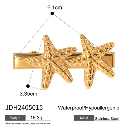 Uworld Starfish Hair Accessories 18K Gold Color Waterproof Stainless Steel Hairpin 2024 Hair Accessories Fashion Jewelry