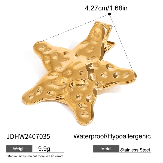 Uworld Starfish Hair Accessories 18K Gold Color Waterproof Stainless Steel Hairpin 2024 Hair Accessories Fashion Jewelry