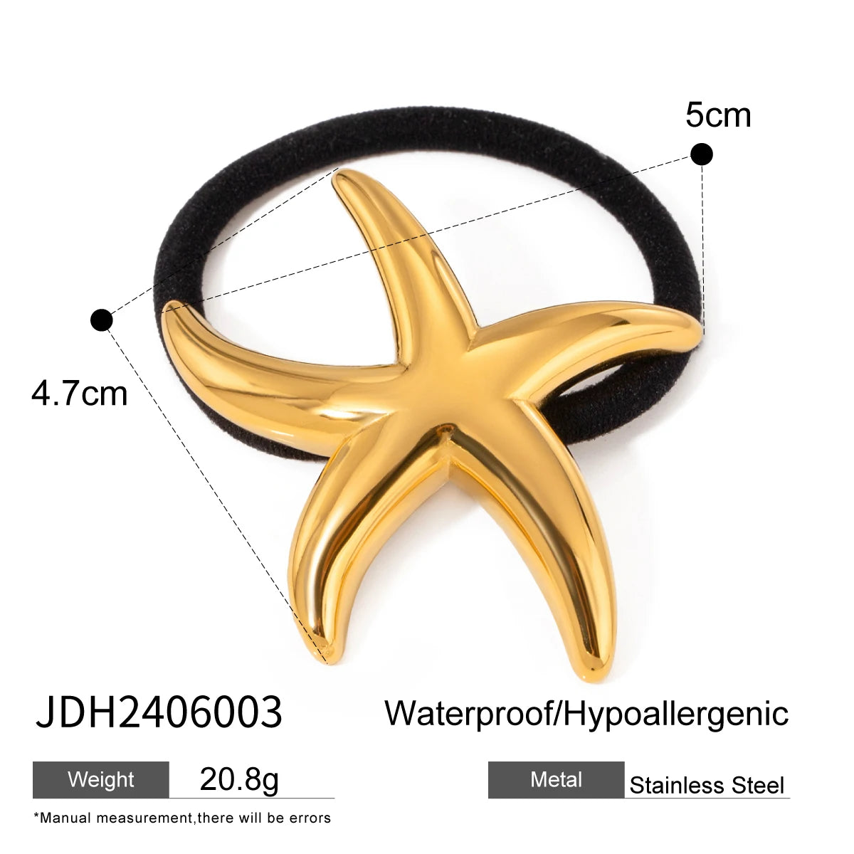 Uworld Starfish Hair Accessories 18K Gold Color Waterproof Stainless Steel Hairpin 2024 Hair Accessories Fashion Jewelry