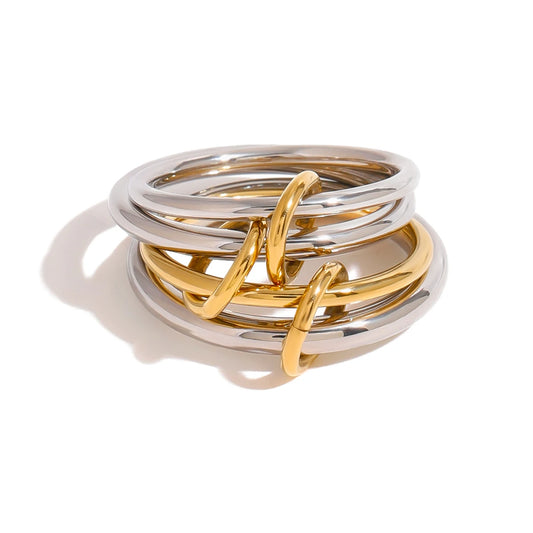 Plated Stainless Steel Multi-layer Circle Ring For Unisex Waterproof Anti Allergic Jewelry
